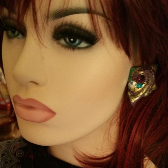 Vintage Square Boho Art Deco earrings - Picture 1 of 8